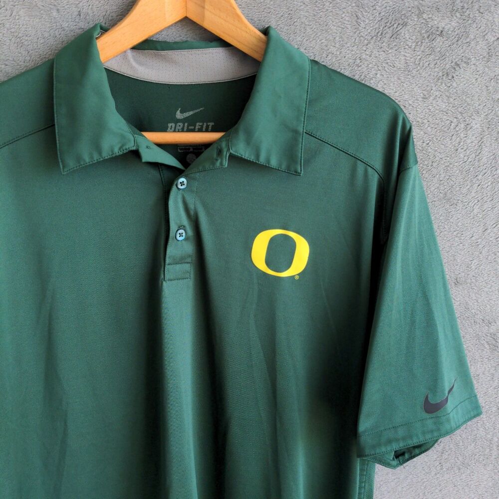 Nike Dri Fit Oregon Ducks Polo Shirt Men's Large Green NCAA College